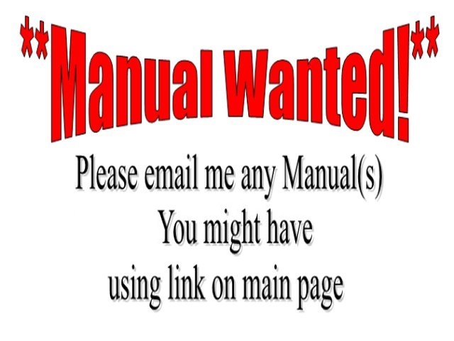 MANUAL WANTED